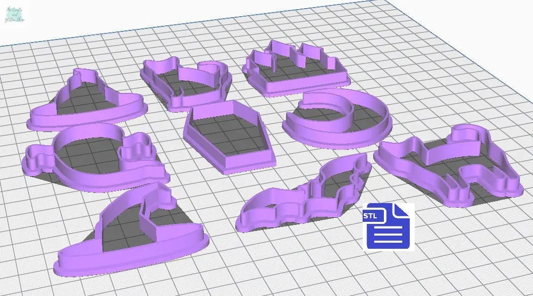 Halloween Cookie Cutter Set STL File - for 3D printing - FILE ONLY - Digital Download - The Crafts and Glitter Shop