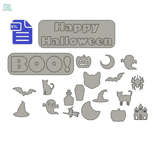 Halloween set STL File - for 3D printing - FILE ONLY - The Crafts and Glitter Shop