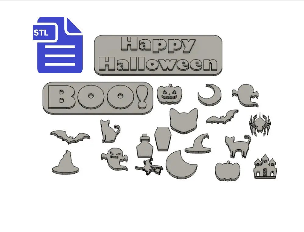 Halloween set STL File - for 3D printing - FILE ONLY - The Crafts and Glitter Shop