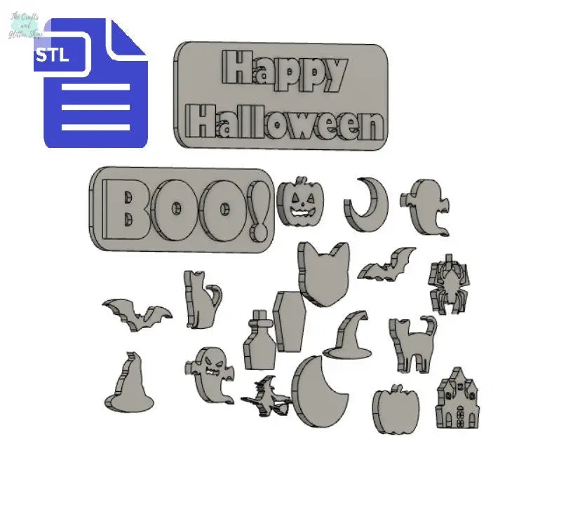 Halloween set STL File - for 3D printing - FILE ONLY - The Crafts and Glitter Shop