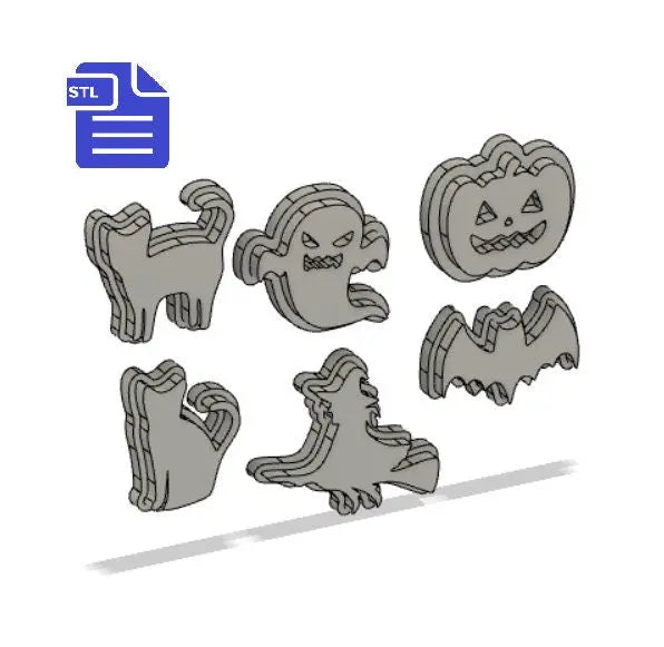 Halloween silhouettes STL File - for 3D printing - FILE ONLY - Cat, Witch, Pumpkin, Ghost & Bat - The Crafts and Glitter Shop