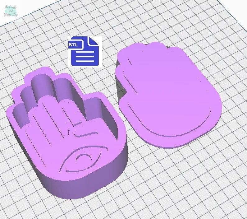 Hamsa STL File - for 3D printing - FILE ONLY - 2 piece Hamsa Bath Bomb Mold - can be used as a mold for bath bomb making Shower Steamer
