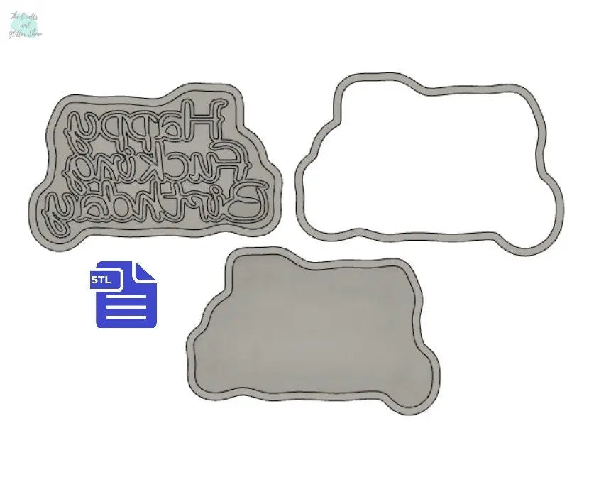 Happy F*cking Birthday Bath Bomb Mold STL File - for 3D printing - FILE ONLY - 3 piece Hand Press Bath Bomb Mould