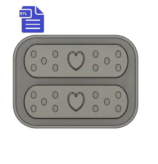 Heart Bandage Mold Tray STL File - for 3D printing - FILE ONLY - with tray to make silicone molds - diy freshies mold - The Crafts and Glitter Shop
