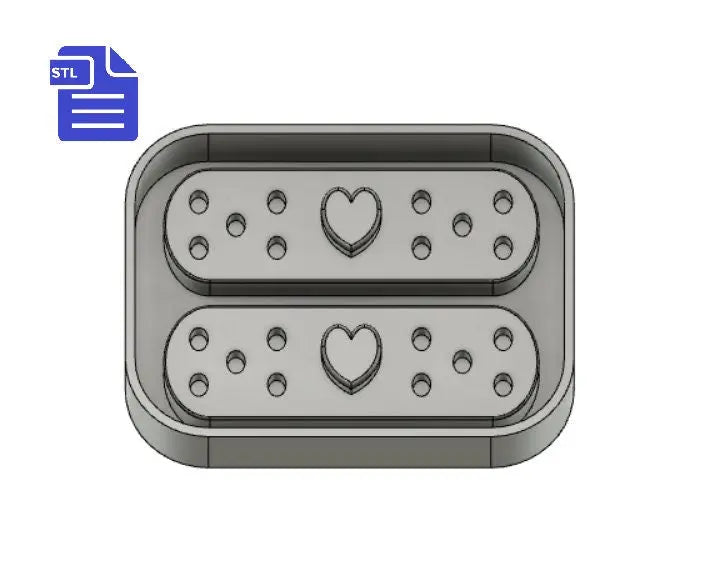 Heart Bandage Mold Tray STL File - for 3D printing - FILE ONLY - with tray to make silicone molds - diy freshies mold - The Crafts and Glitter Shop