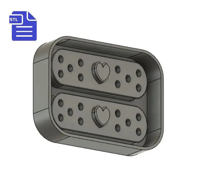 Heart Bandage Mold Tray STL File - for 3D printing - FILE ONLY - with tray to make silicone molds - diy freshies mold - The Crafts and Glitter Shop