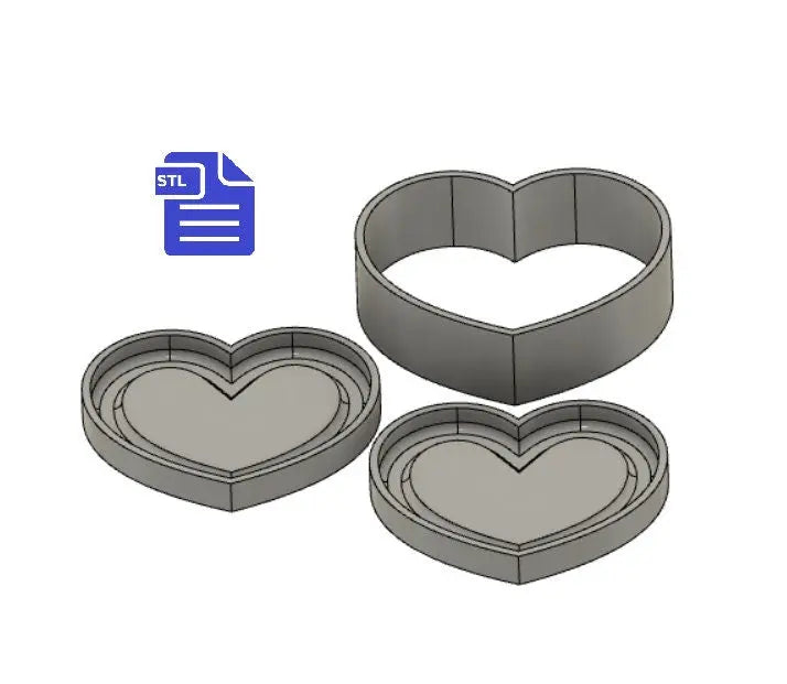 Heart Bath Bomb Mold Press STL File - for 3D printing - FILE ONLY - 3 part Bath Bomb Press - Shower Steamer Mould