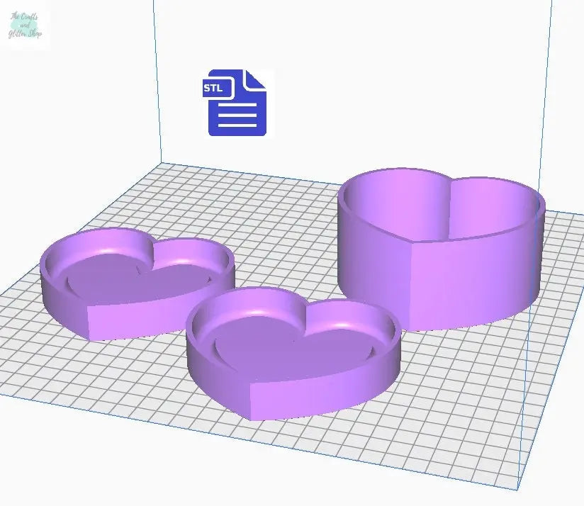 Heart Bath Bomb Mold Press STL File - for 3D printing - FILE ONLY - 3 part Bath Bomb Press - Shower Steamer Mould - The Crafts and Glitter Shop