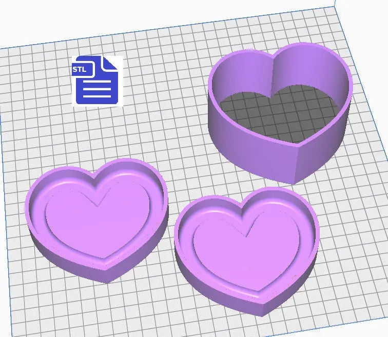 Heart Bath Bomb Mold Press STL File - for 3D printing - FILE ONLY - 3 part Bath Bomb Press - Shower Steamer Mould