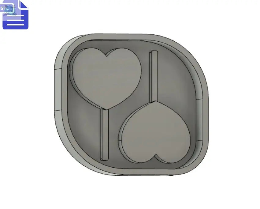 Heart Lollipop STL File - for 3D printing - FILE ONLY - with tray to make silicone molds - silicone mold making - diy freshies mold