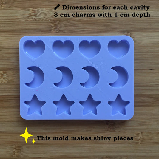 Heart, Moon & Star Silicone Mold