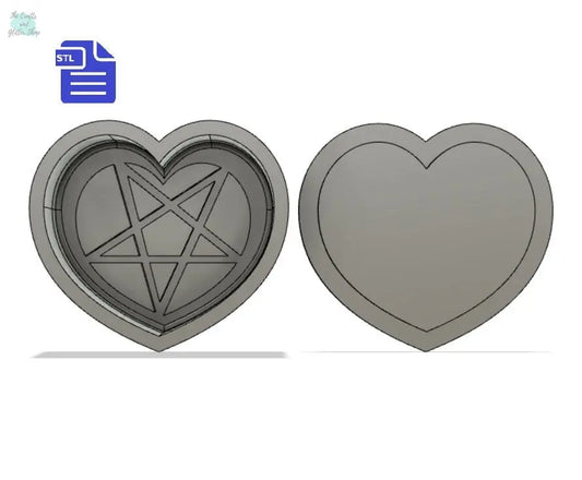 Heart Pentagram Bath Bomb Mold STL File - for 3D printing - FILE ONLY - Heart Pentagram Bath Bomb Press Mould Shower Steamer - The Crafts and Glitter Shop