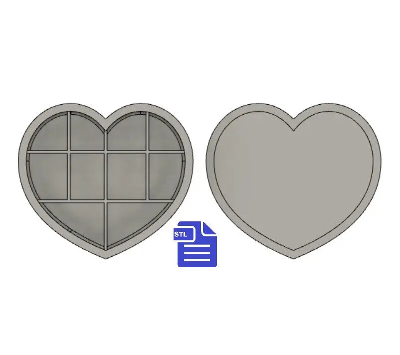 Heart Snap Bar Mold STL File - for 3D printing - FILE ONLY - Heart Snap Bar Bath Bomb Mold - Shower Steamer - Snap Bar Mold