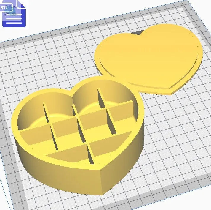 Heart Snap Bar Mold STL File - for 3D printing - FILE ONLY - Heart Snap Bar Bath Bomb Mold - Shower Steamer - Snap Bar Mold