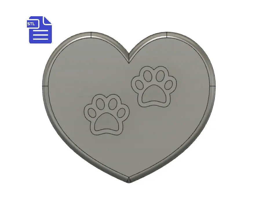 Heart with paws STL File - for 3D printing - FILE ONLY - The Crafts and Glitter Shop