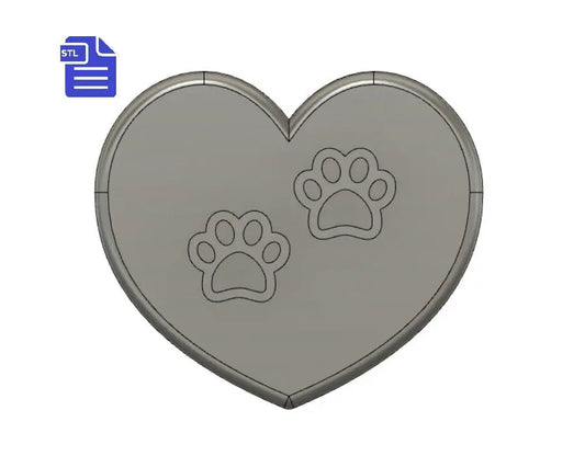 Heart with paws STL File - for 3D printing - FILE ONLY - The Crafts and Glitter Shop