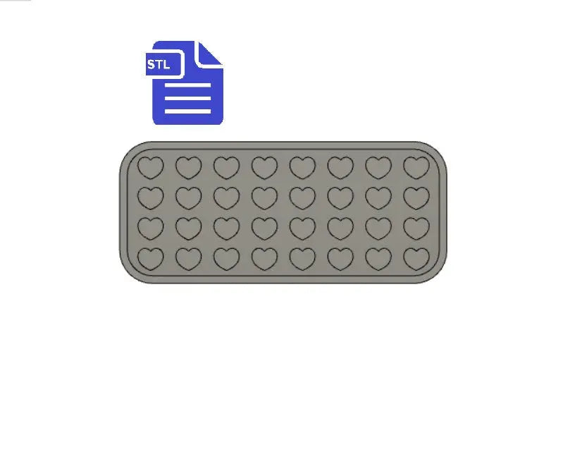 Hearts STL File - for 3D printing - FILE ONLY - with tray ready for silicone mold making - diy freshies mold