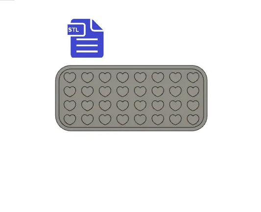 Hearts STL File - for 3D printing - FILE ONLY - with tray ready for silicone mold making - diy freshies mold