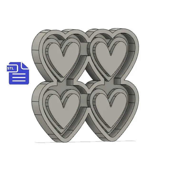 Hearts STL File - for 3D printing - FILE ONLY - with tray to make your own silicone molds - diy freshies mold - The Crafts and Glitter Shop