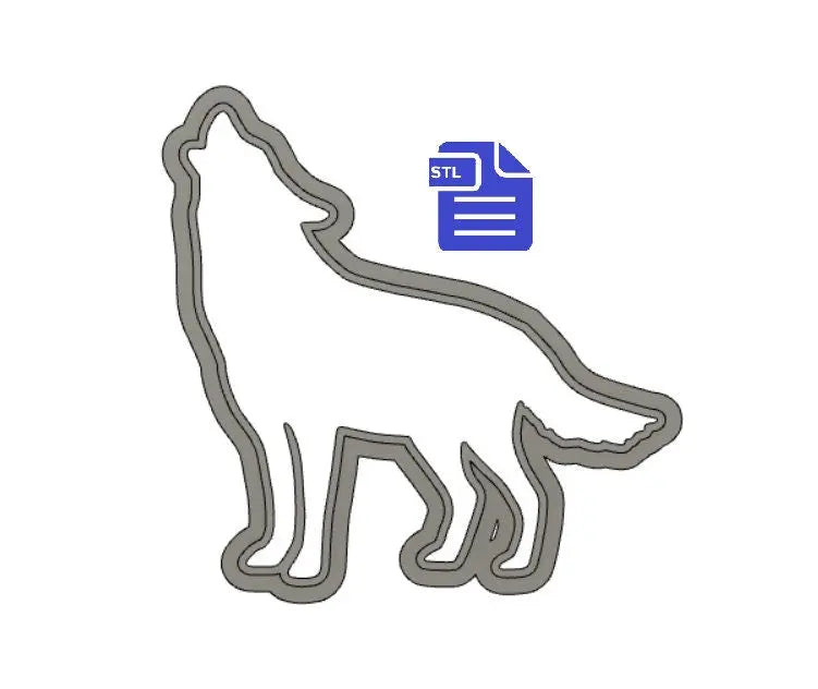 Howling Wolf Cookie Cutter STL File - for 3D printing - FILE ONLY - Digital Download