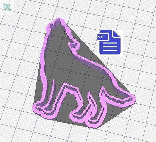 Howling Wolf Cookie Cutter STL File - for 3D printing - FILE ONLY - Digital Download - The Crafts and Glitter Shop