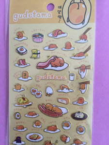 Gudetama Stickers - 1 Sheet - Kawaii Egg