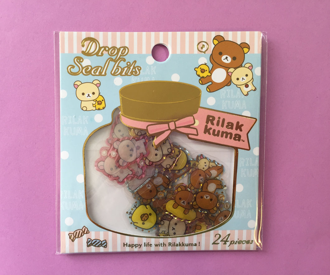 Rilakkuma Crystal Stickers - 24 pieces - Choose from 2 designs