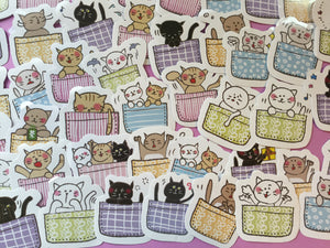 Cat in a Basket Sticker Flakes Box - 45 pieces