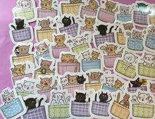 Load image into Gallery viewer, Cat in a Basket Sticker Flakes Box - 45 pieces