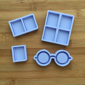 3" Nerdy Glasses & 1" Book Silicone Mold