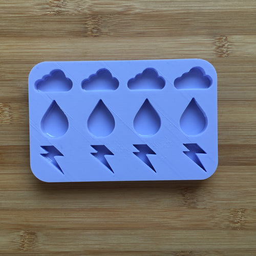 Cloud, Raindrop & Thunder Bolt Silicone Mold