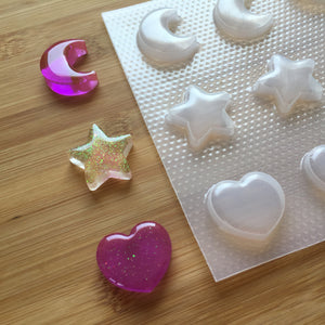 3 cm Moon, Star & Heart Plastic Mold