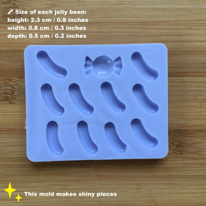 1" Jelly Bean Silicone Mold, Food Safe Silicone Rubber Mould for resin polymer clay chocolate soap wax fondant candy jewelry making freshies