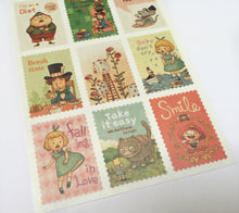 Load image into Gallery viewer, Alice Postage Stamps Stickers  - 2 sticker sheets