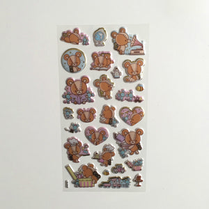 Brown Teddy Bear Stickers - 1 sheet - Puffy Squishy sticker