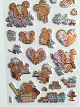 Load image into Gallery viewer, Brown Teddy Bear Stickers - 1 sheet - Puffy Squishy sticker