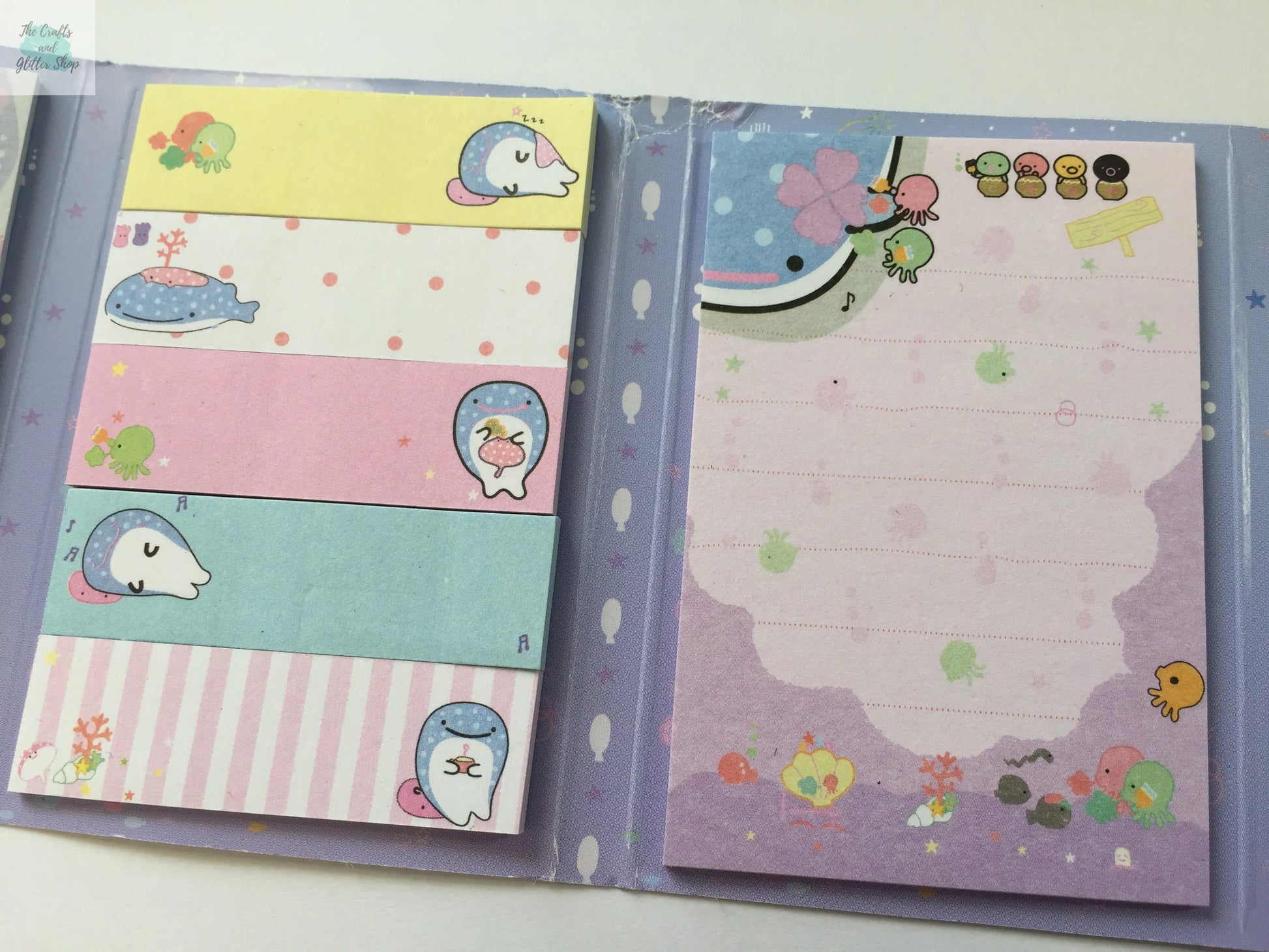 Jinbesan Sticky Notes Booklet - 4 different style to choose from - Kawaii Whale Stationery The Crafts and Glitter Shop