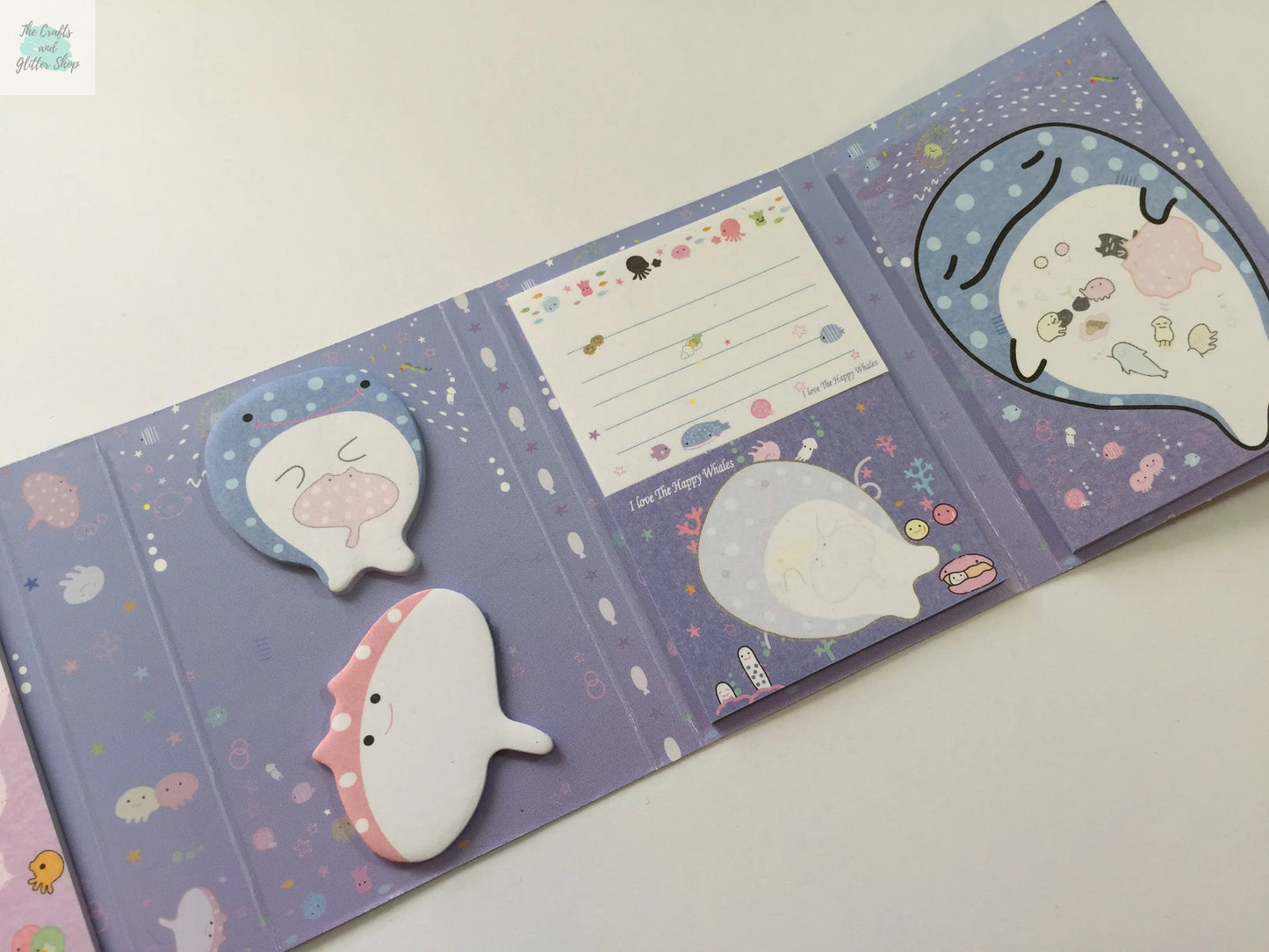 Jinbesan Sticky Notes Booklet - 4 different style to choose from - Kawaii Whale Stationery The Crafts and Glitter Shop