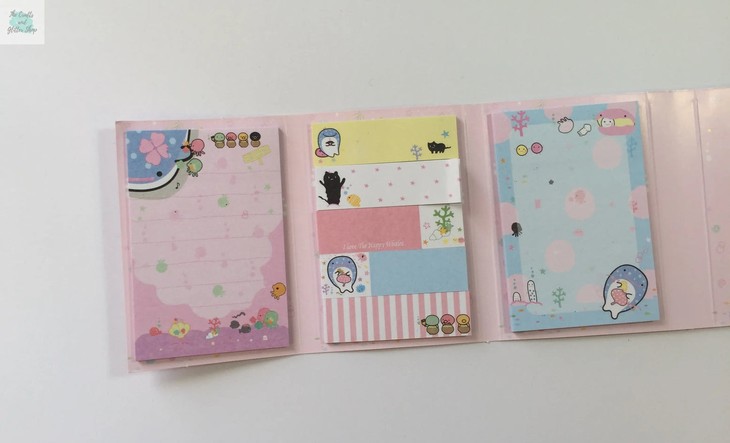 Jinbesan Sticky Notes Booklet - 4 different style to choose from - Kawaii Whale Stationery The Crafts and Glitter Shop