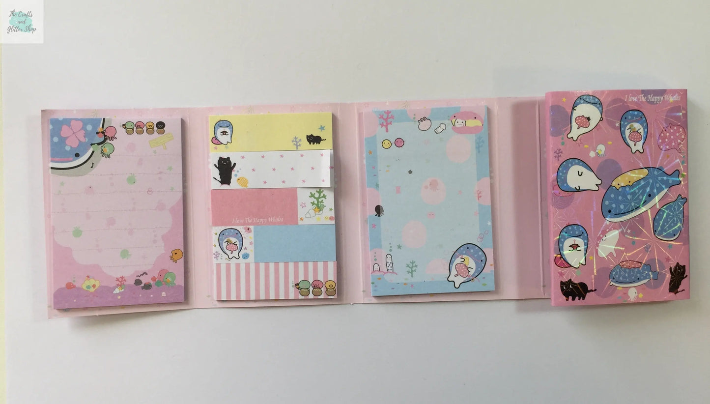 Jinbesan Sticky Notes Booklet - 4 different style to choose from - Kawaii Whale Stationery The Crafts and Glitter Shop