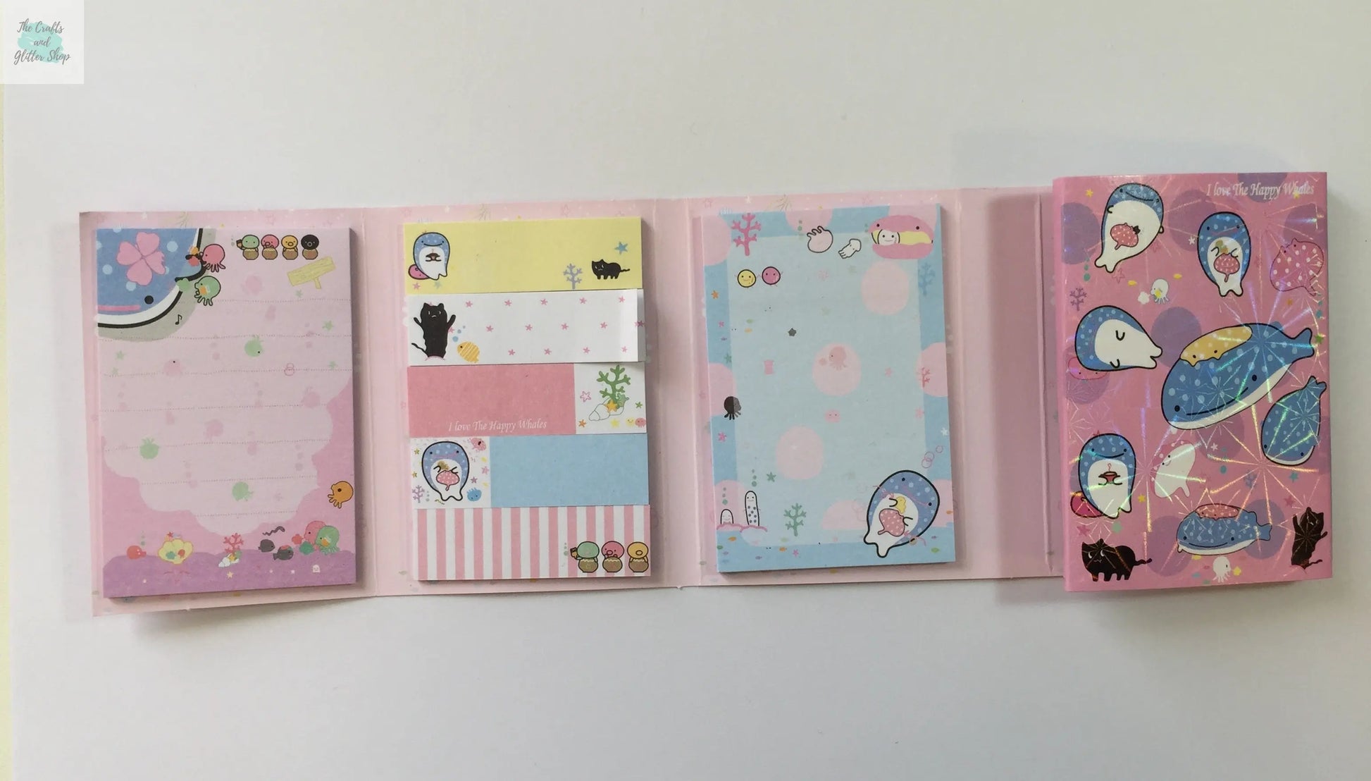 Jinbesan Sticky Notes Booklet - 4 different style to choose from - Kawaii Whale Stationery The Crafts and Glitter Shop