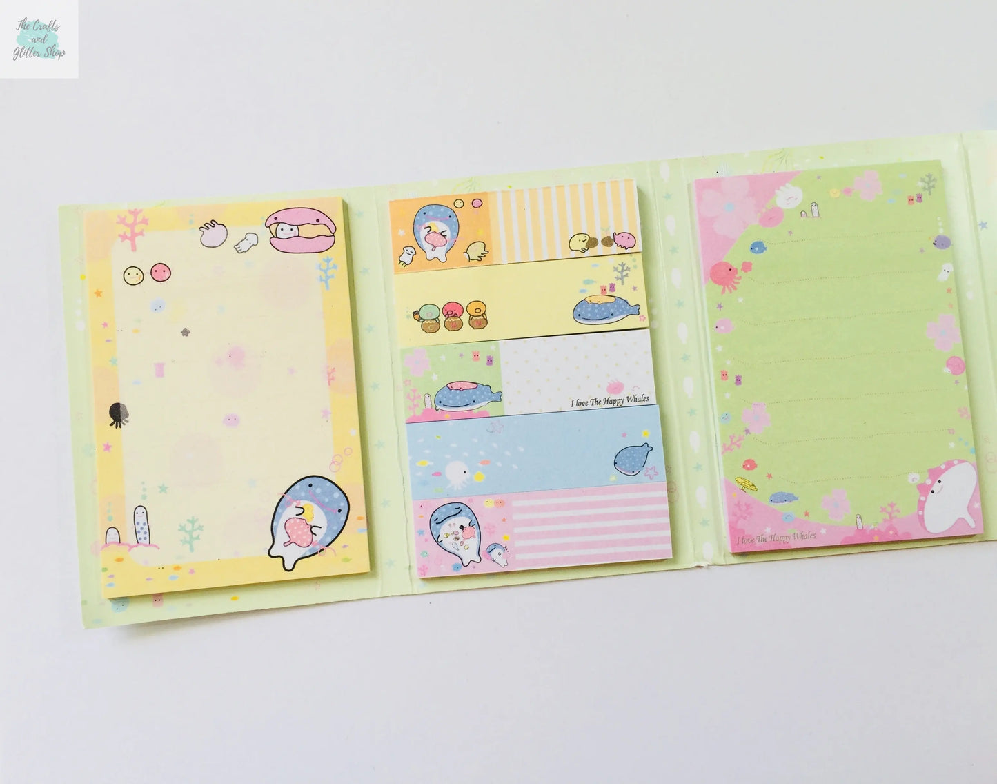 Jinbesan Sticky Notes Booklet - 4 different style to choose from - Kawaii Whale Stationery The Crafts and Glitter Shop