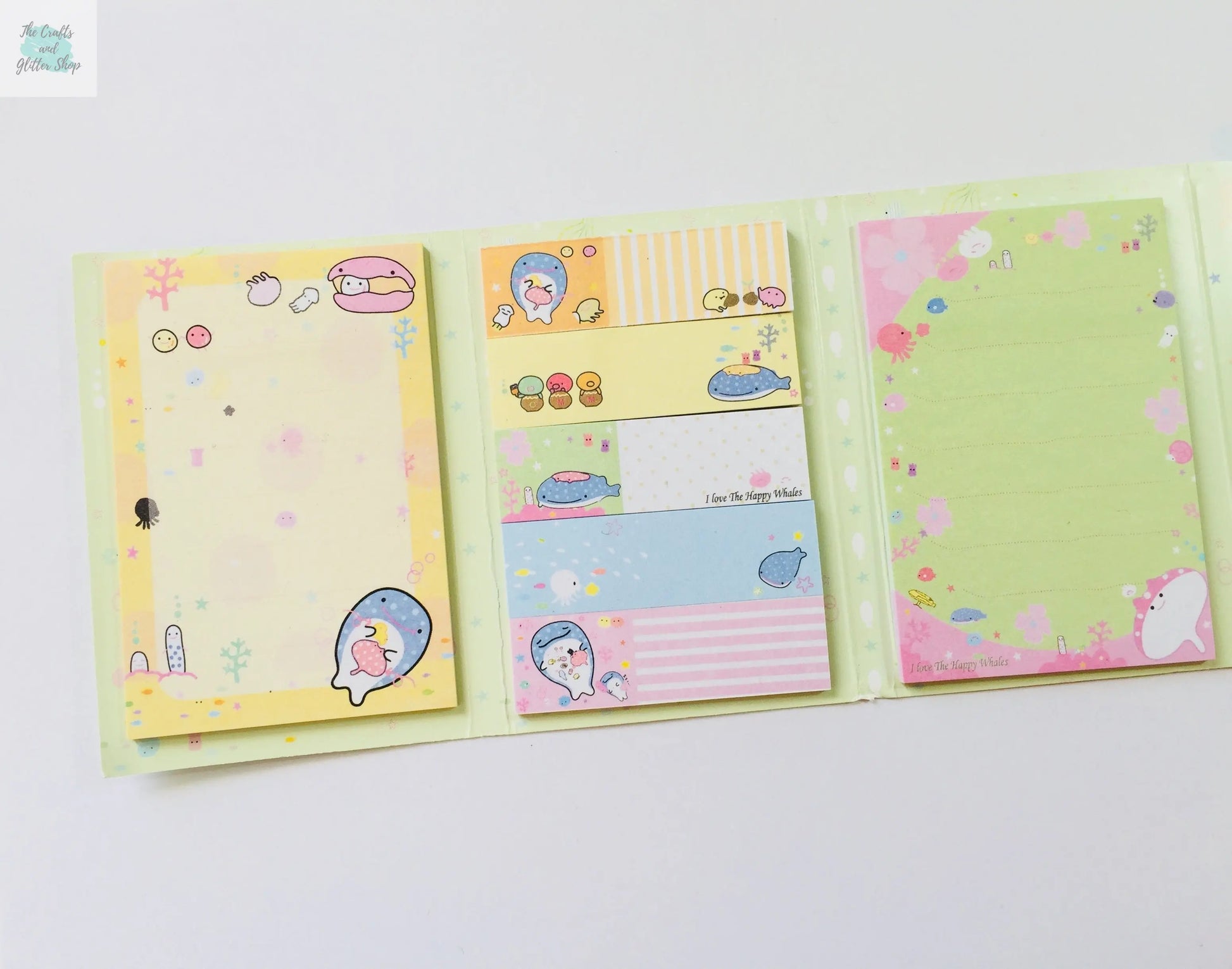 Jinbesan Sticky Notes Booklet - 4 different style to choose from - Kawaii Whale Stationery The Crafts and Glitter Shop
