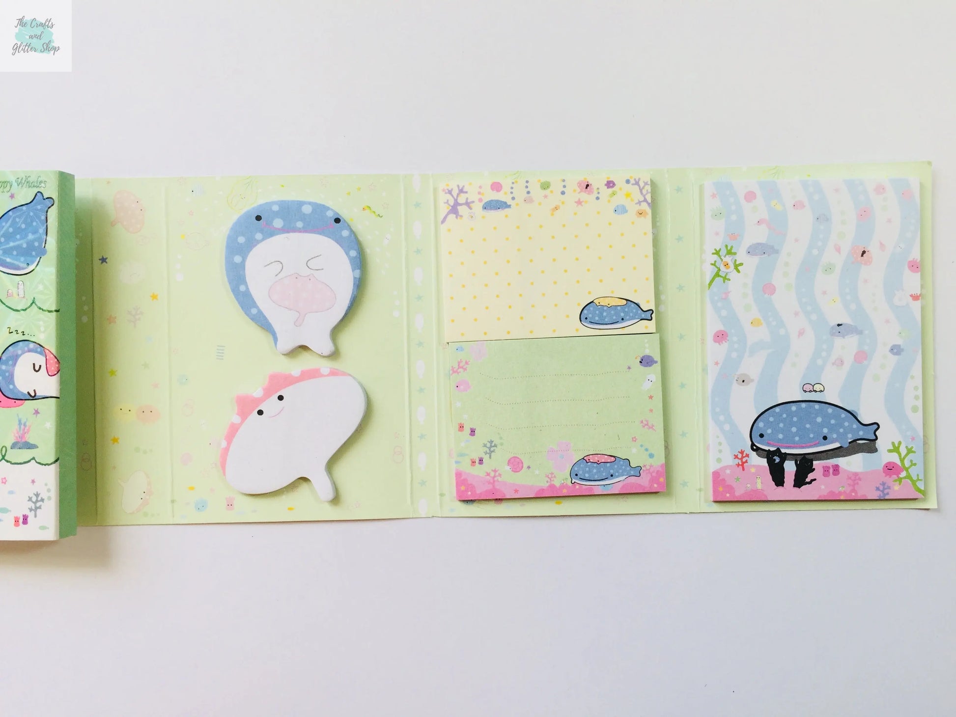 Jinbesan Sticky Notes Booklet - 4 different style to choose from - Kawaii Whale Stationery The Crafts and Glitter Shop