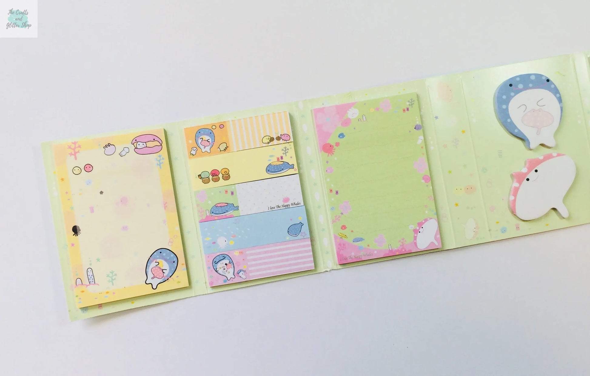Jinbesan Sticky Notes Booklet - 4 different style to choose from - Kawaii Whale Stationery The Crafts and Glitter Shop