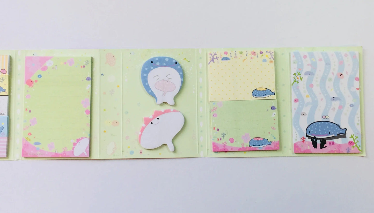 Jinbesan Sticky Notes Booklet - 4 different style to choose from - Kawaii Whale Stationery The Crafts and Glitter Shop