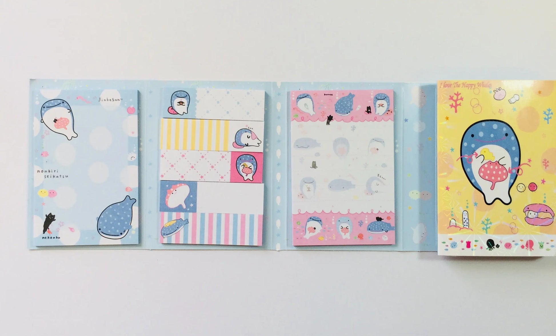 Jinbesan Sticky Notes Booklet - 4 different style to choose from - Kawaii Whale Stationery The Crafts and Glitter Shop