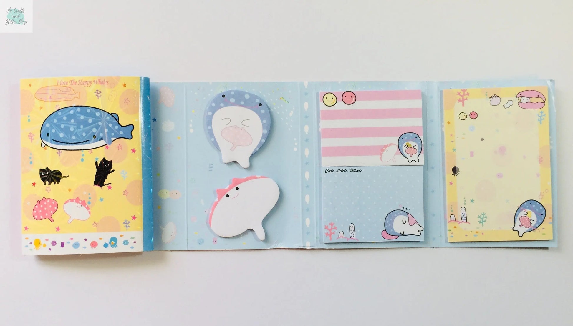 Jinbesan Sticky Notes Booklet - 4 different style to choose from - Kawaii Whale Stationery The Crafts and Glitter Shop