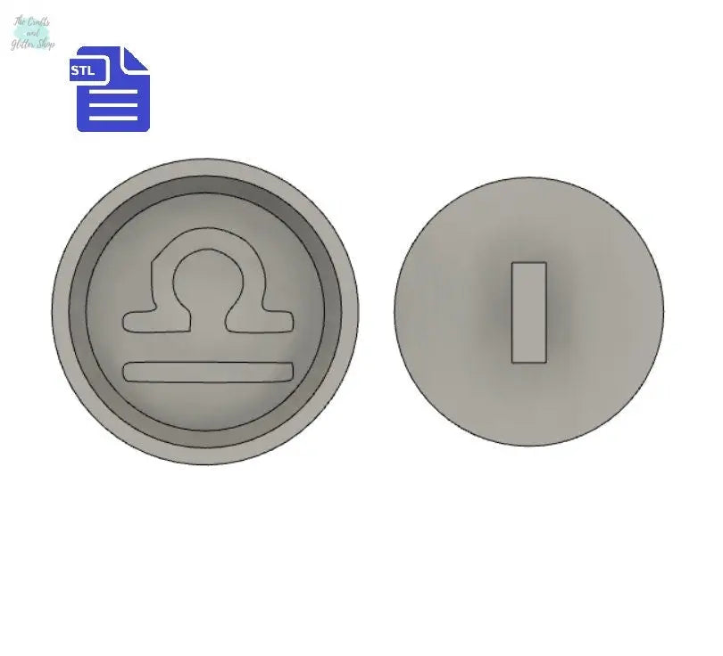Libra Bath Bomb Press STL File - for 3D printing - FILE ONLY - print your own molds for bath bombs - Zodiac Symbols - Libra Bath Bomb Mold