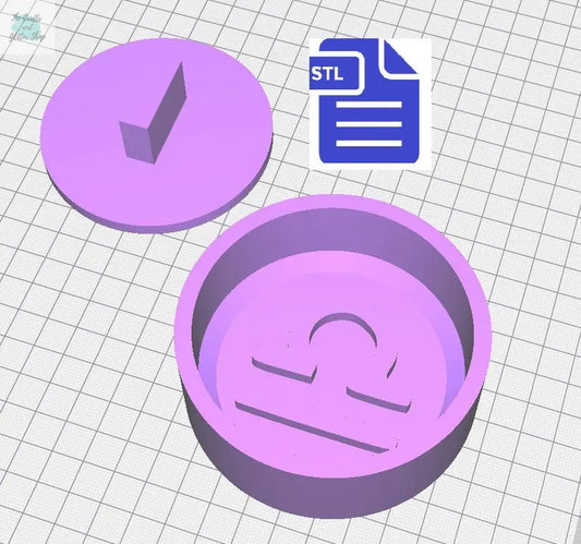 Libra Bath Bomb Press STL File - for 3D printing - FILE ONLY - print your own molds for bath bombs - Zodiac Symbols - Libra Bath Bomb Mold - The Crafts and Glitter Shop